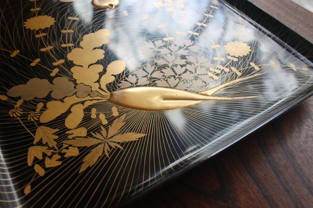 時代逸品！極上春の七草蒔絵の四方脚付膳（検輪島塗蒔絵お膳