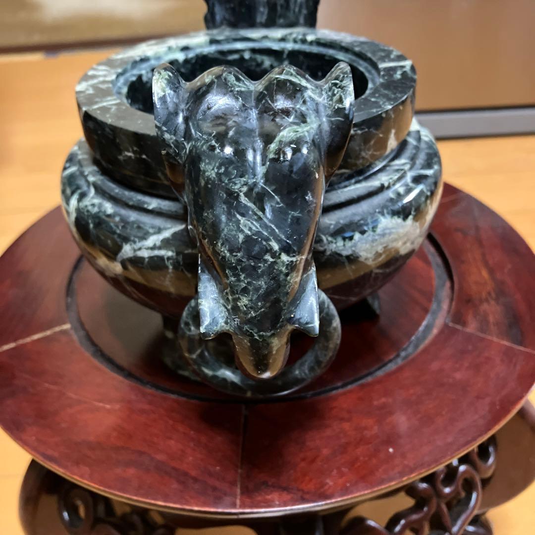 三足香炉 蛇紋石 大きめ獅子 象の通販はau PAY マーケット - 輸入雑貨