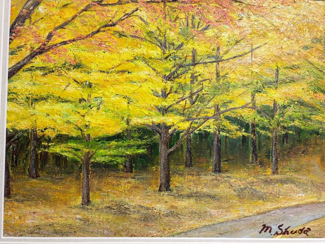油彩原画『黄葉の小路』F12号 額装品