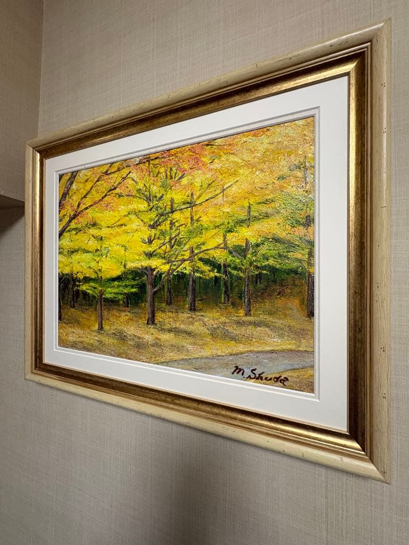 油彩原画『黄葉の小路』F12号 額装品