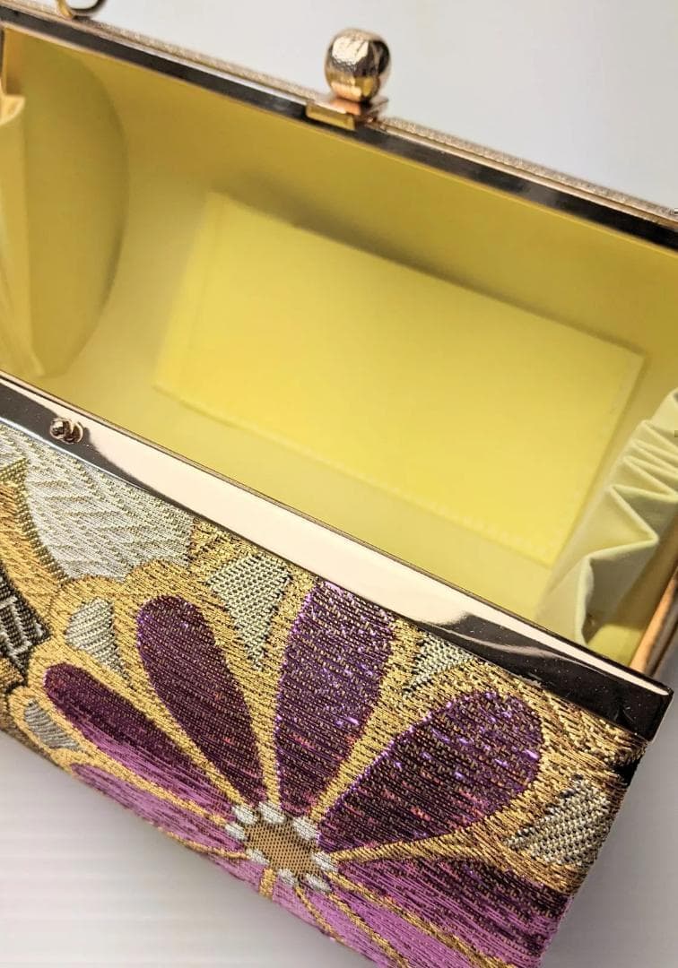 草履バッグセット 振袖 帯地 金 黒 フリーサイズ w48-2