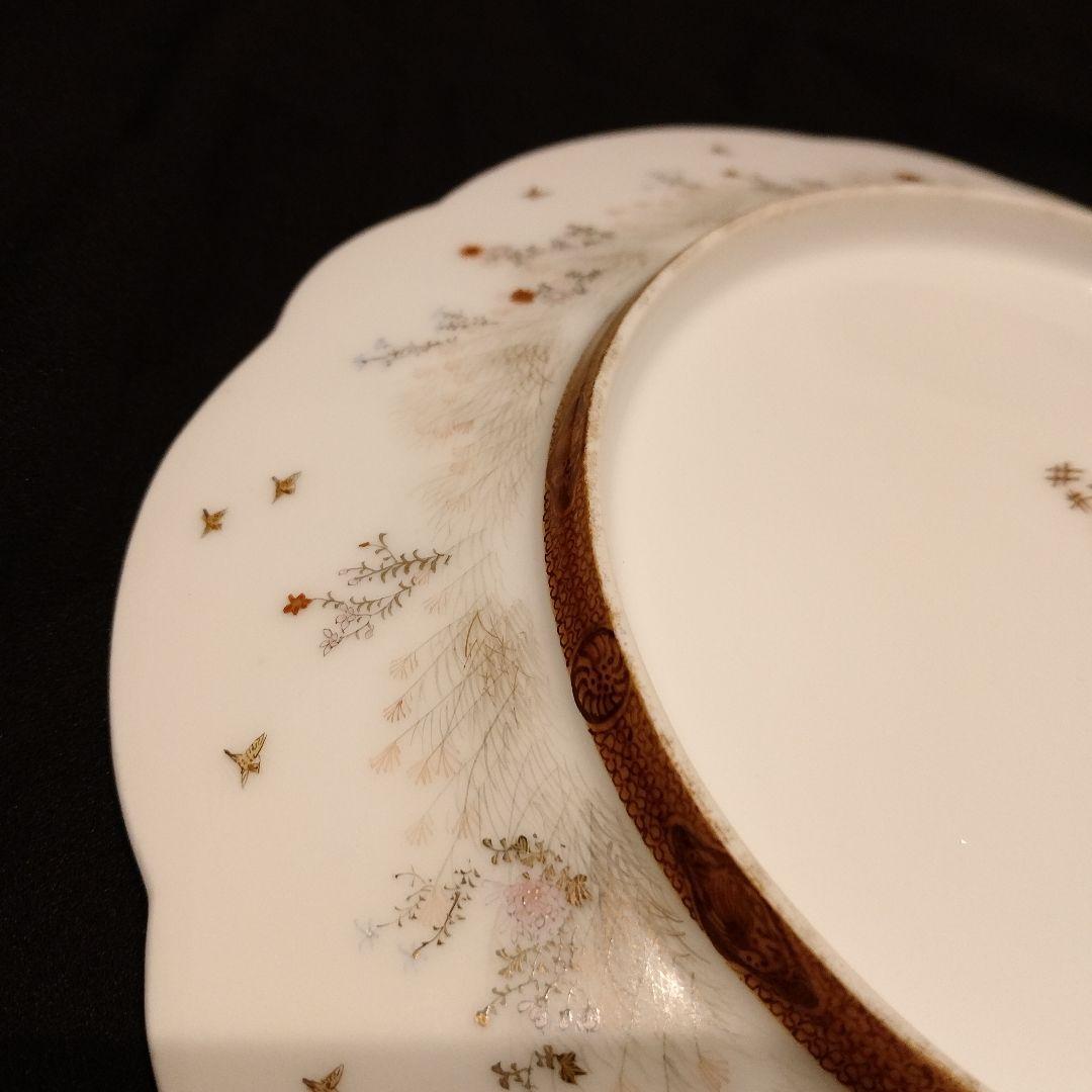 明治期 横浜焼 井村彦次郎 鶴 皿 骨董 里帰り 輸出品