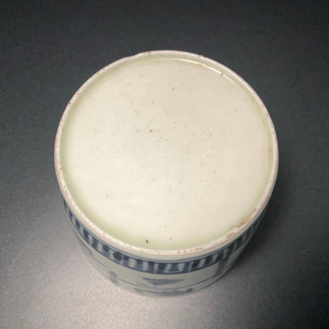 伊万里染付撫子文蕎麦猪口　骨董　古伊万里　6R1240w2ダB