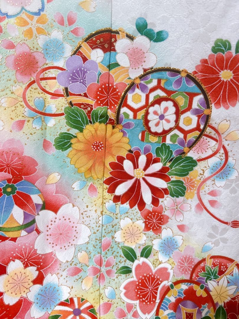 正絹セット♡七五三　7歳　女の子　フルセット　一式　白系　ピンク　パール付帯締め