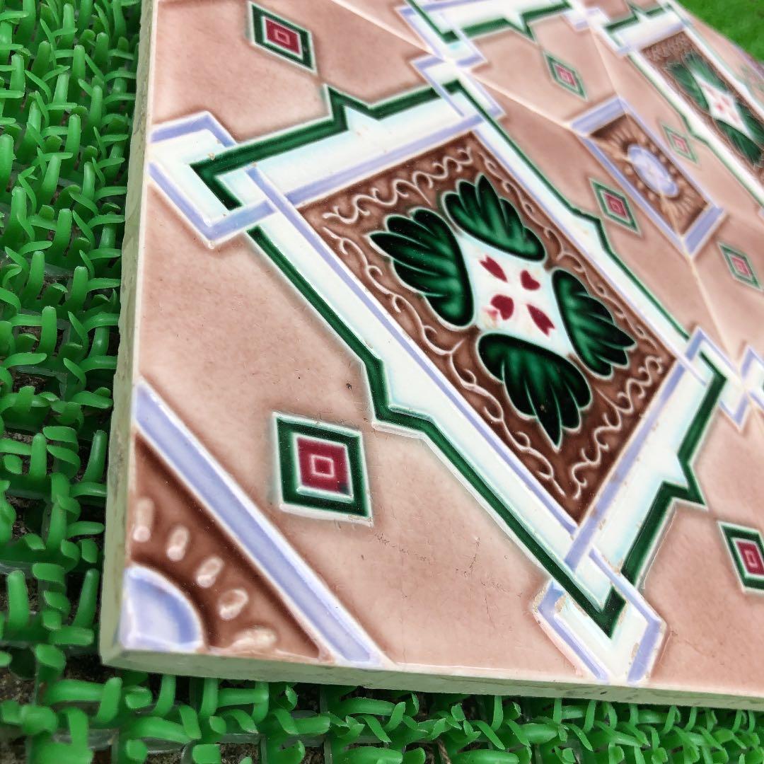 日本製アンティークマジョリカタイル②4枚セット・プラナカンタイル