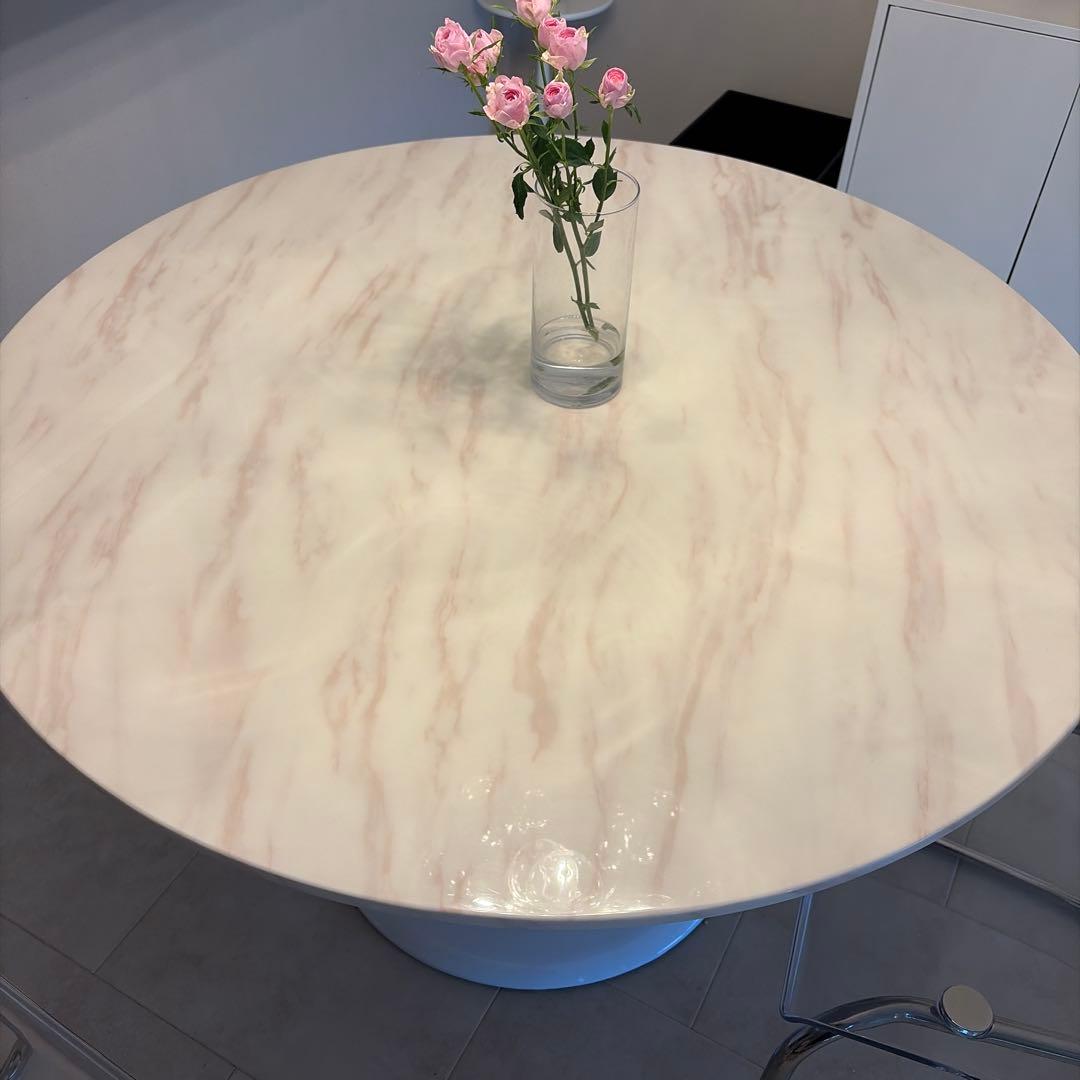大理石 円形ダイニングテーブル 110cm