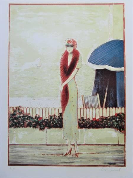 ジャン・ピエール・カシニョール、「赤い狐のえりまき」　希少・大判画集画