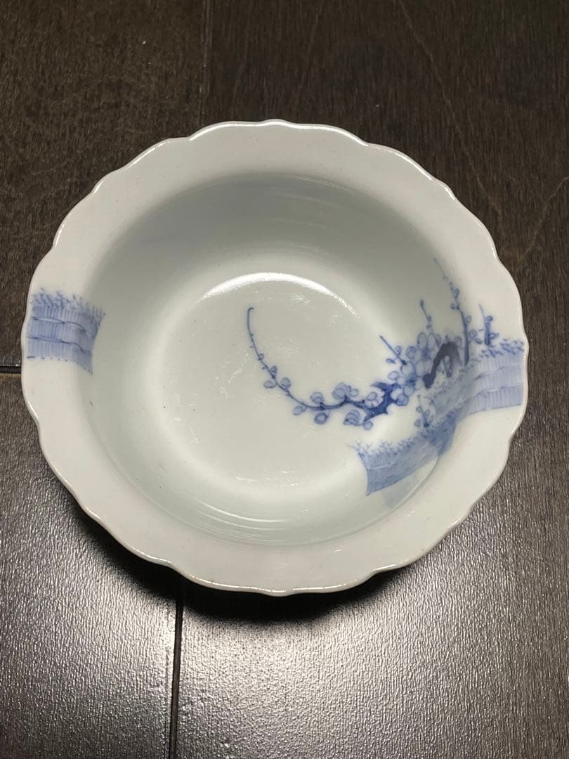 柿右衛門手 染付垣根梅文向付5客 古伊万里 柿