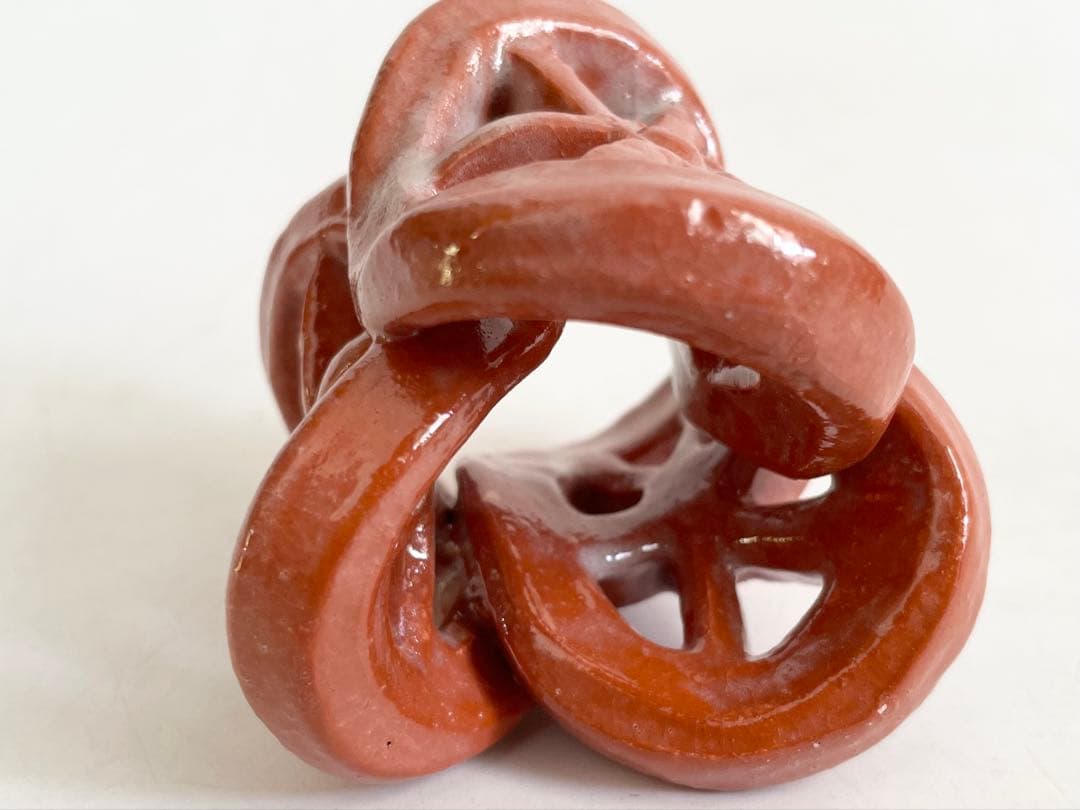 陶芸家 伊東桂楽 赤 三ツ輪 蓋置 茶道具 共箱 楽焼 赤