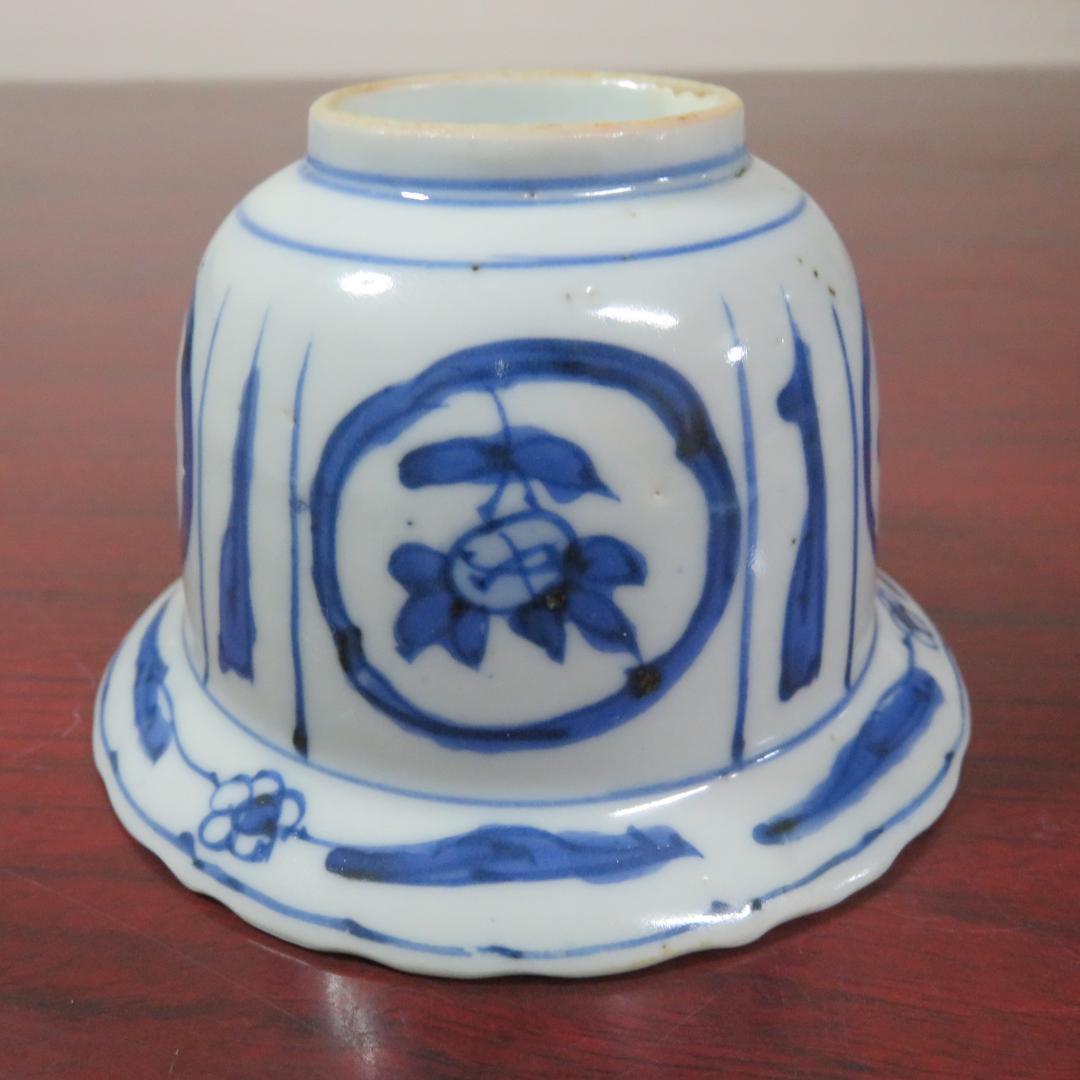 染付 蕎麦猪口 丸形 向付 3客 窯傷 歪み 染付 古染付写し