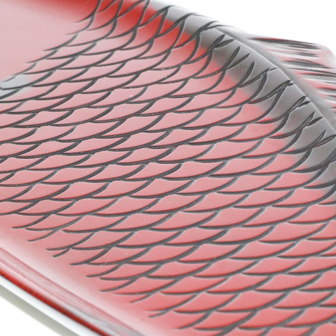 煎茶道具 朱漆 鯉型 大煎茶盆　横幅 57cm