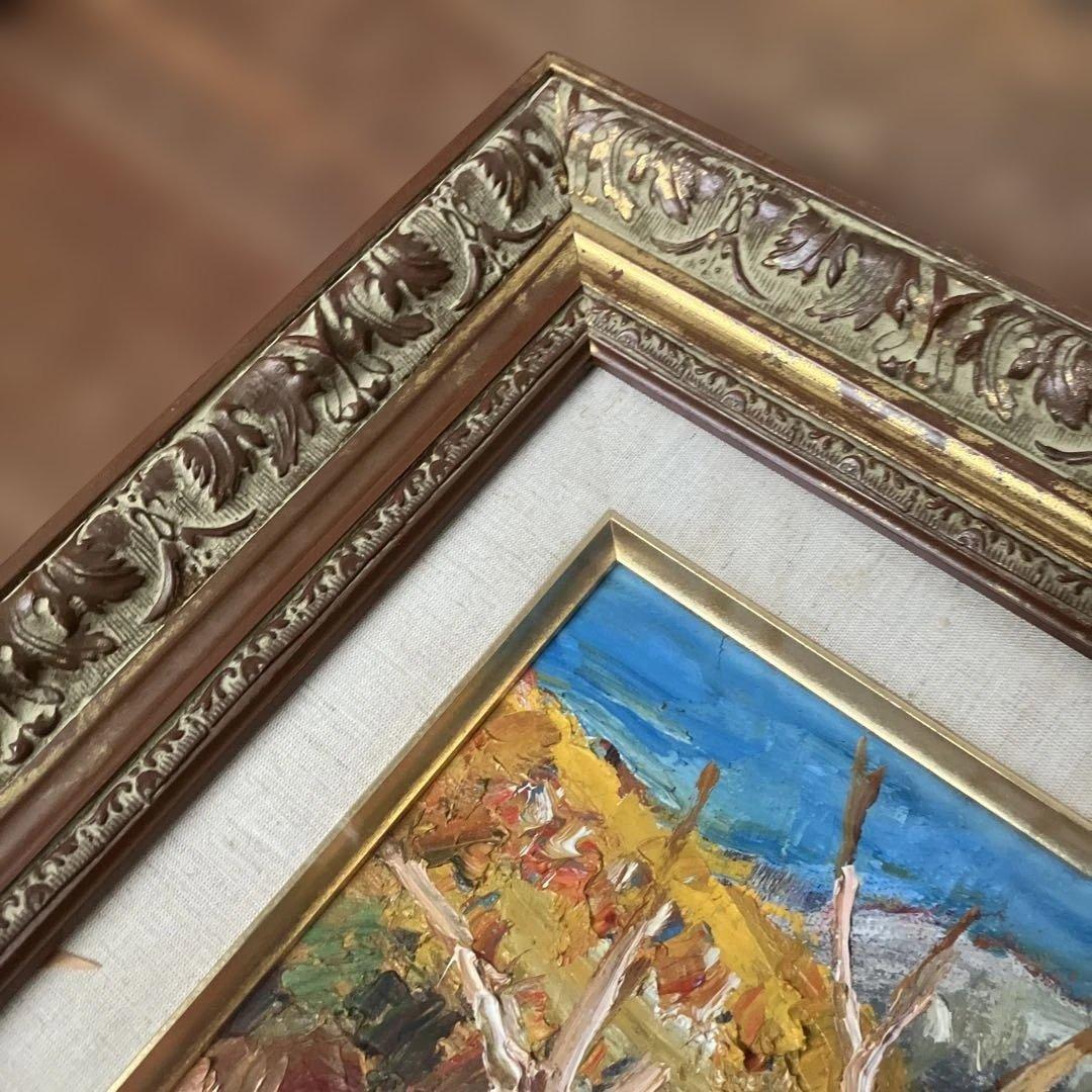 尾道 小野鐡之助 油彩 「伯耆大山の秋」 画寸約34×24.5cm 美術品 絵画