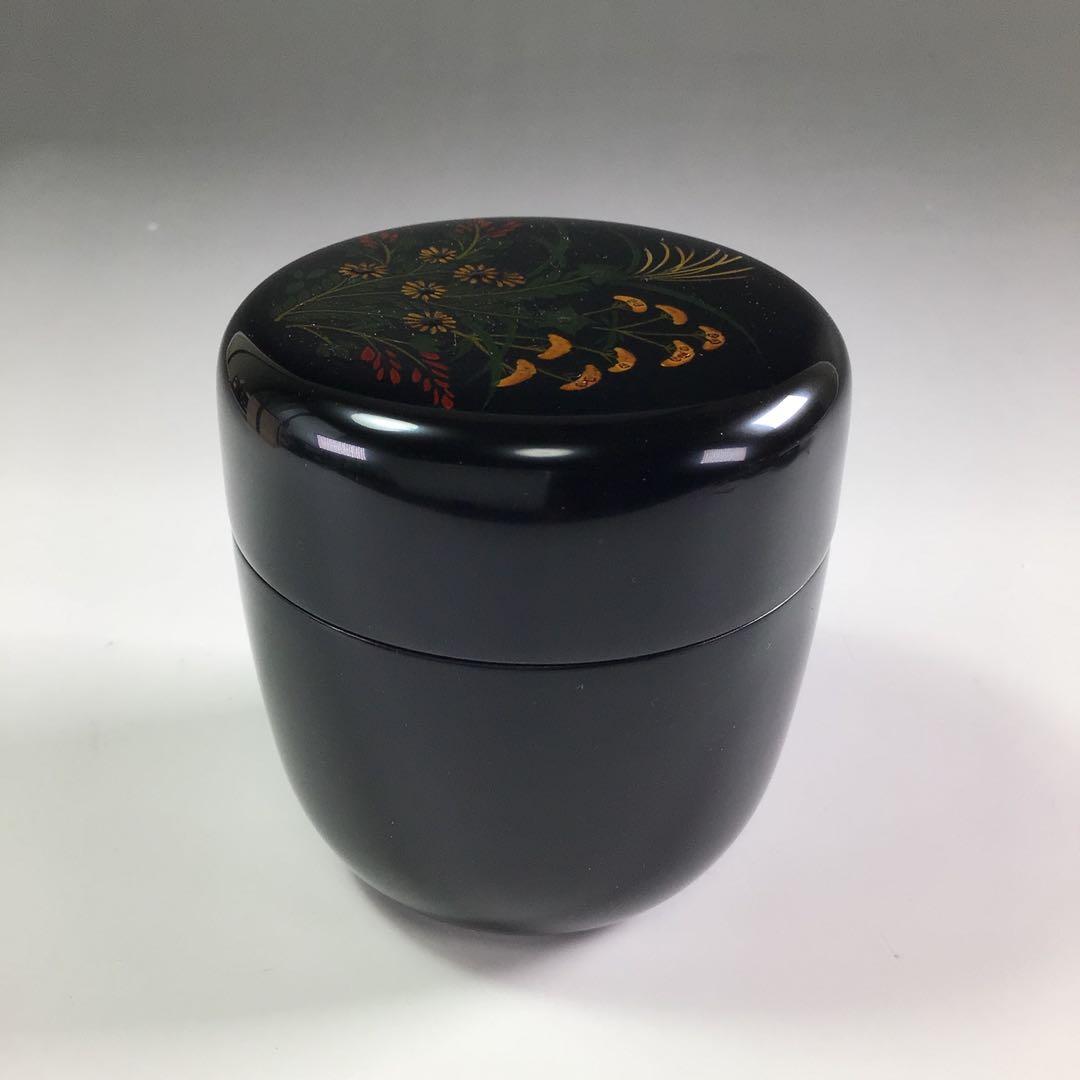 Ｐ８９２　棗　『八雲塗』『武田一勢作』『草花蒔絵』『中棗』　共箱　茶道具