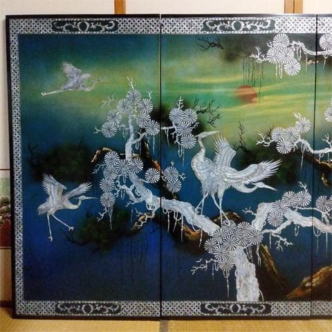 ★特大！　横238㎝（4枚組）　螺鈿　らでん　壁掛け/壁飾り　沖縄本島引取限定