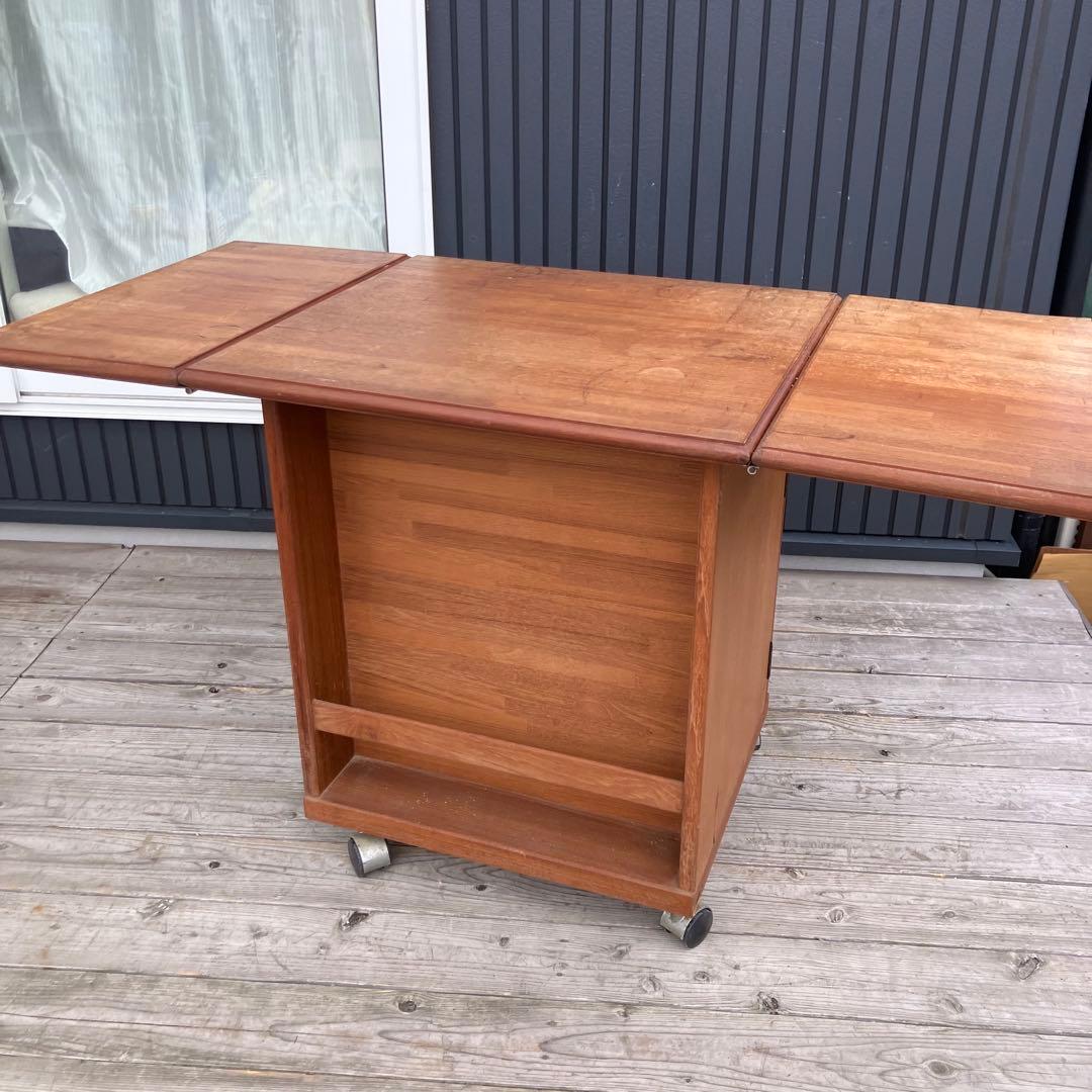 北欧レトロ 木製 バタフライテーブル ダイニングテーブル キャスター付き