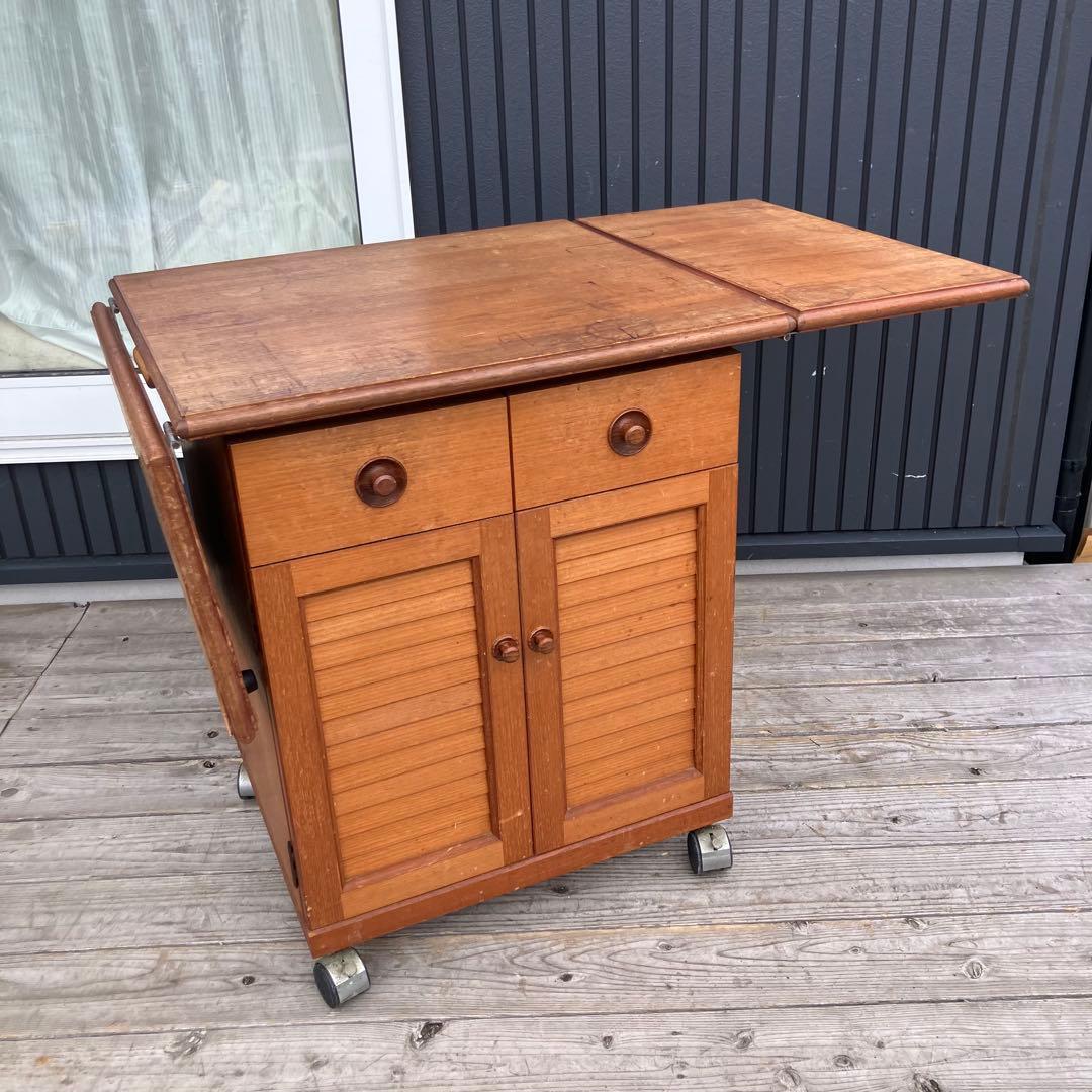 北欧レトロ 木製 バタフライテーブル ダイニングテーブル キャスター付き