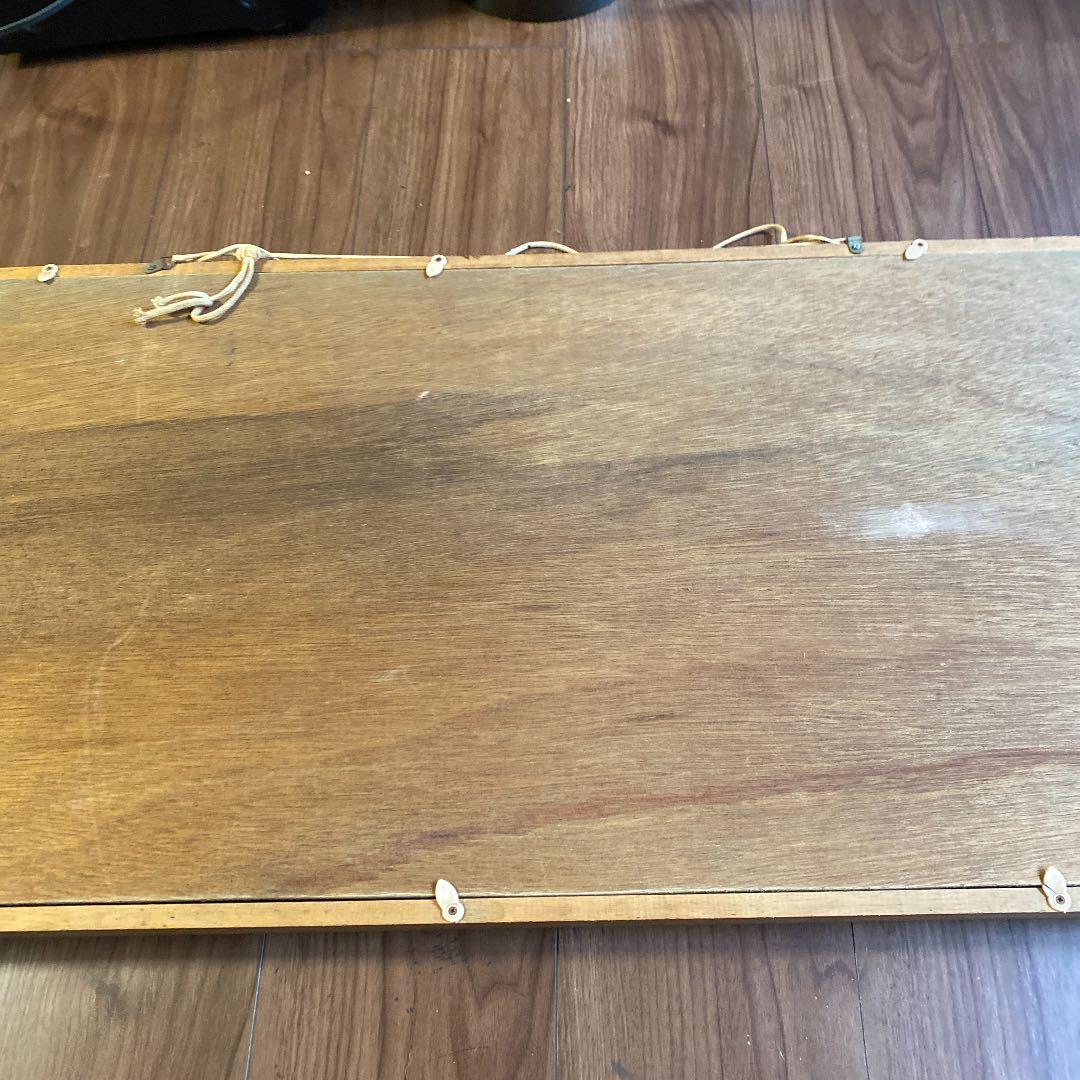 アンティーク木製 横長 大型額縁 高級感あり表面ガラスあり 油絵込み