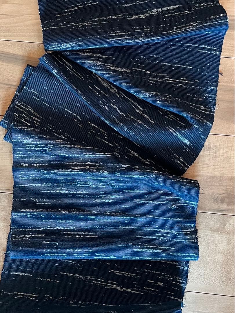 古布　正絹　藍染め　裂織り