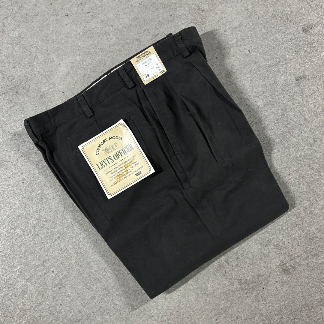 デッドストック 90s リーバイス オフィサー ツータック チノ 黒 35