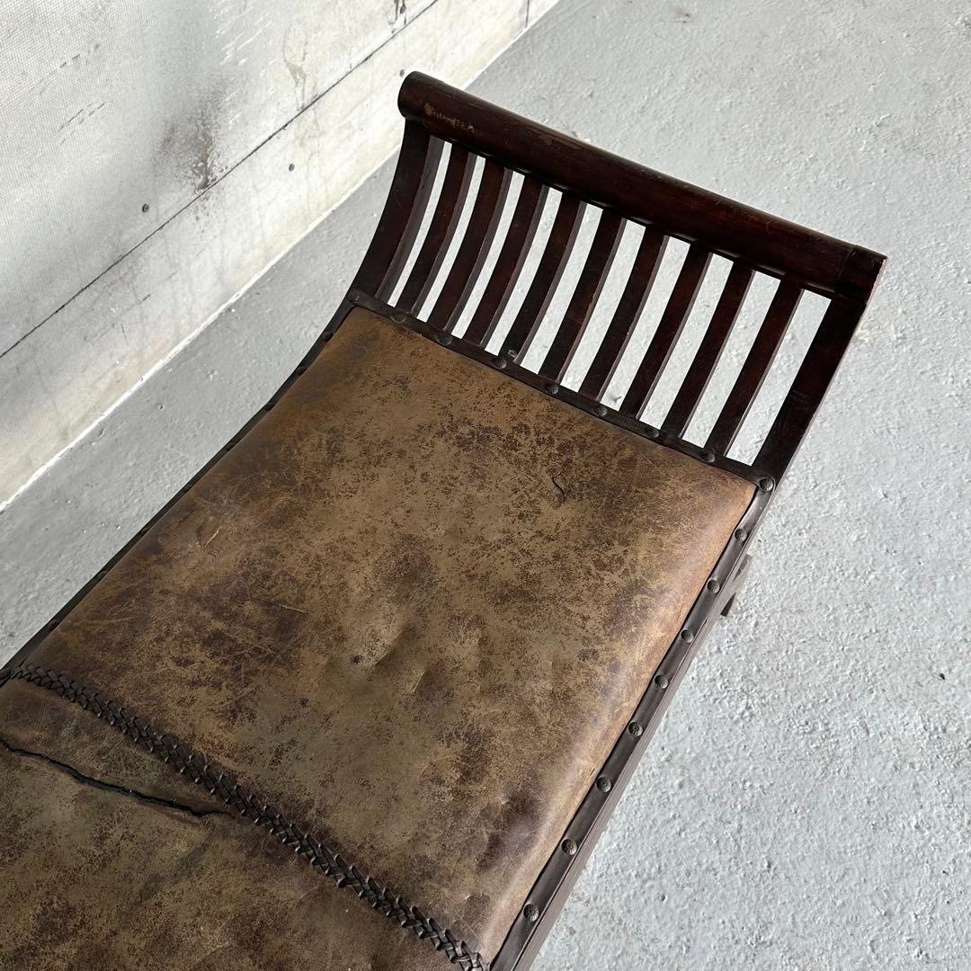 ☆カルティニベンチ☆ 鉄鋲 本革座面×ウッドフレーム ミッド