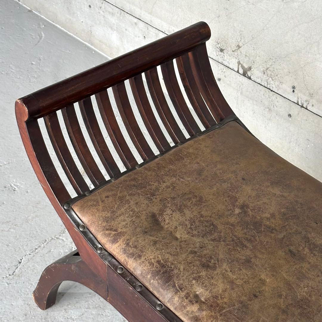 ☆カルティニベンチ☆ 鉄鋲 本革座面×ウッドフレーム ミッド