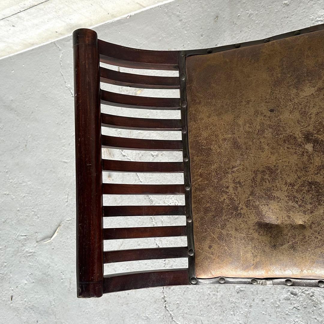 ☆カルティニベンチ☆ 鉄鋲 本革座面×ウッドフレーム ミッド