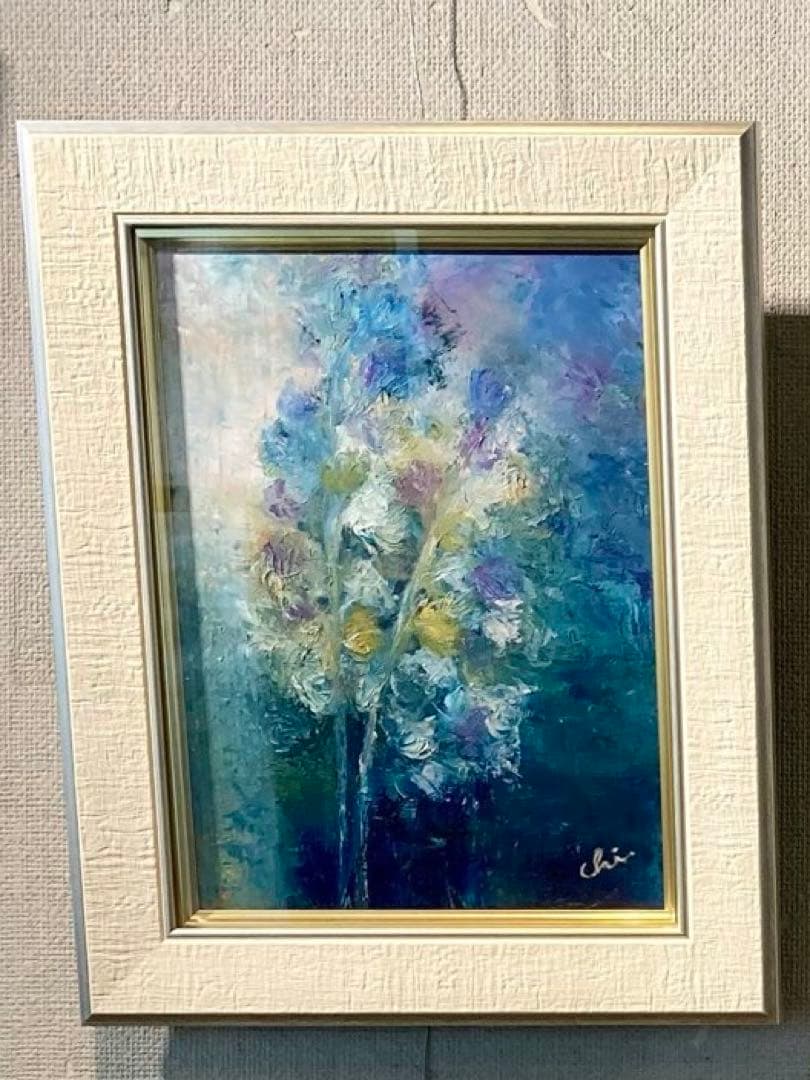 油画 タイトル『花の生まれる日』 F4 ※額装込み