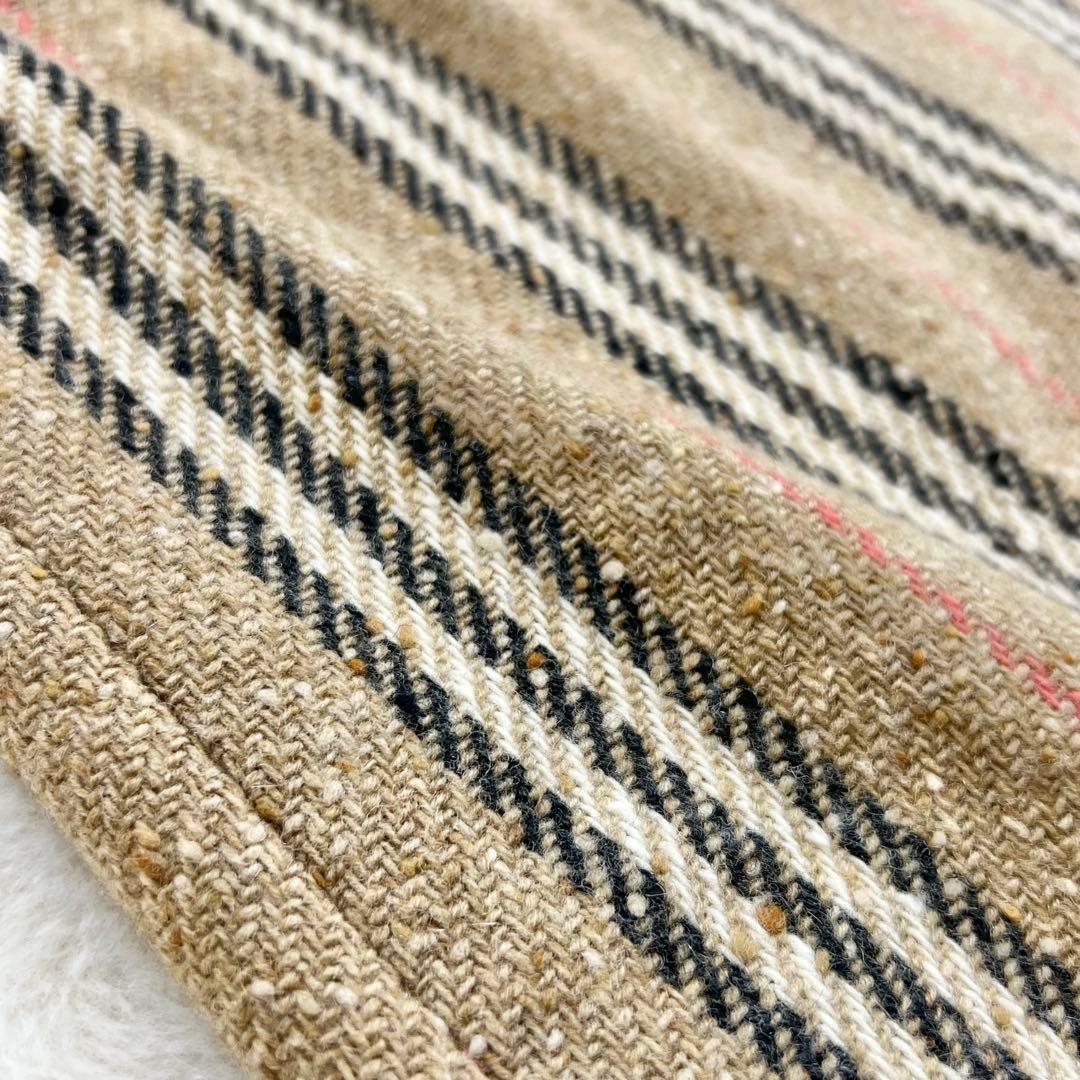 【バーバリーロンドン】ウールノバストライプラップスカート☆ミモレ丈☆ボタン☆S