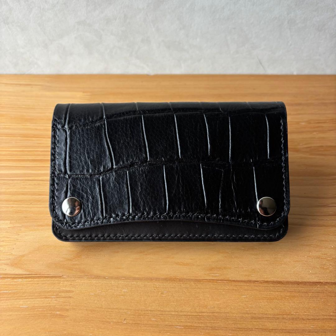 takeshitto【ブラック&クロコダイル】ミドルトラッカーウォレット