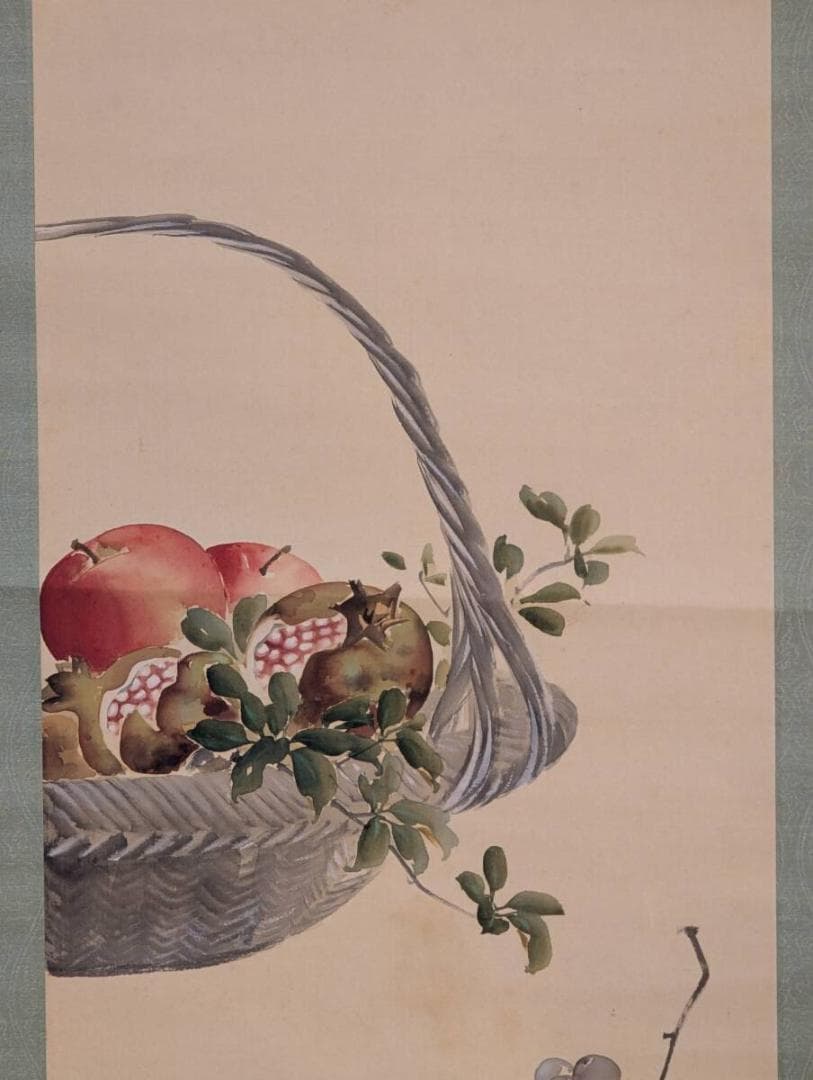 真作】掛軸 五井金水 静物 写実美に満ちた静物画の逸品 共