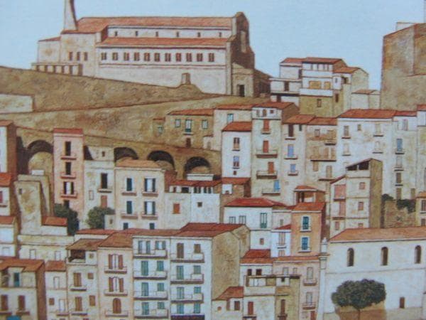 横山申生【砦のある海浜】希少画集画、状態良好、新品高級額装付