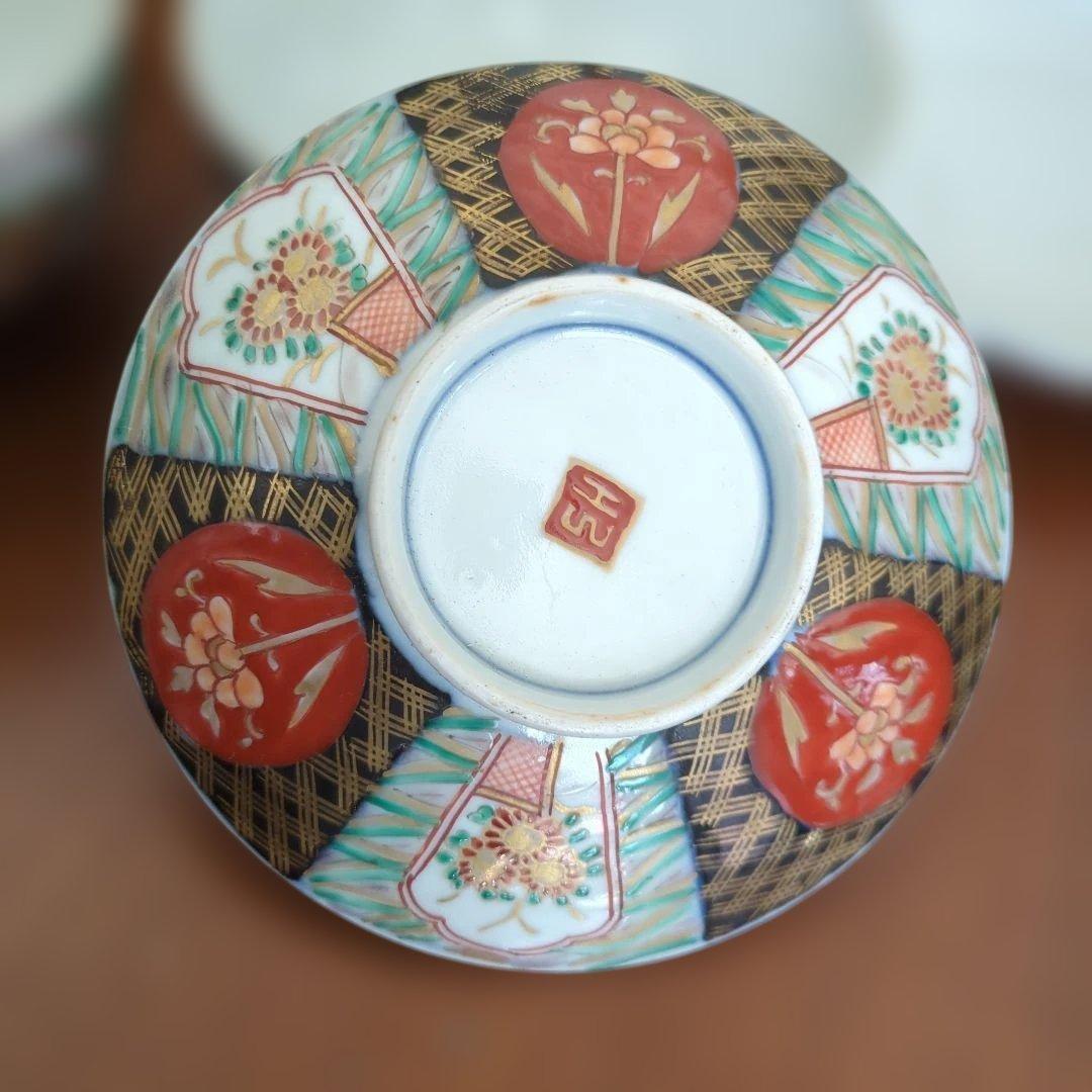 骨董 伊万里 蓋付き お茶碗 碗 色絵 錦手 アンティーク 5つ〜