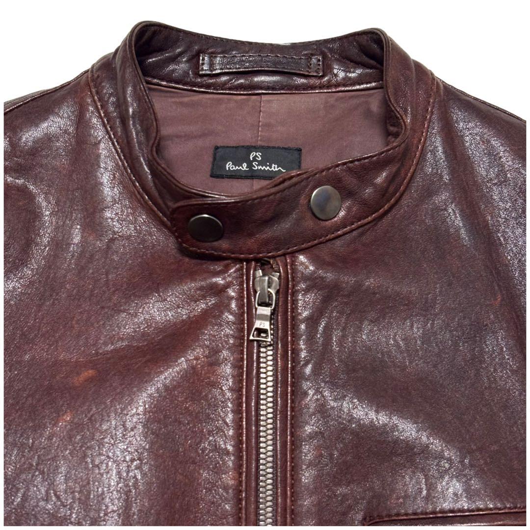 ✨激シブ✨PS PAUL SMITH シングルライダースジャケット 艶あり M Paul
