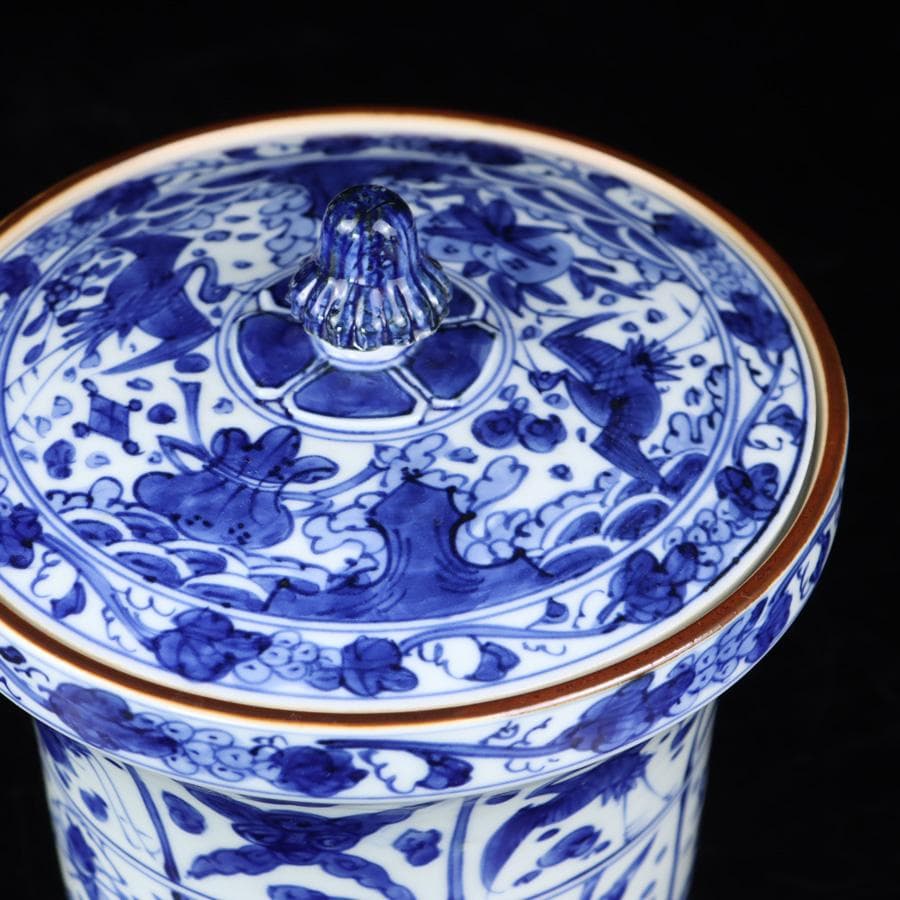 Y2842-2 茶道具 平安 高野昭阿弥 染付 水指 共箱 #5