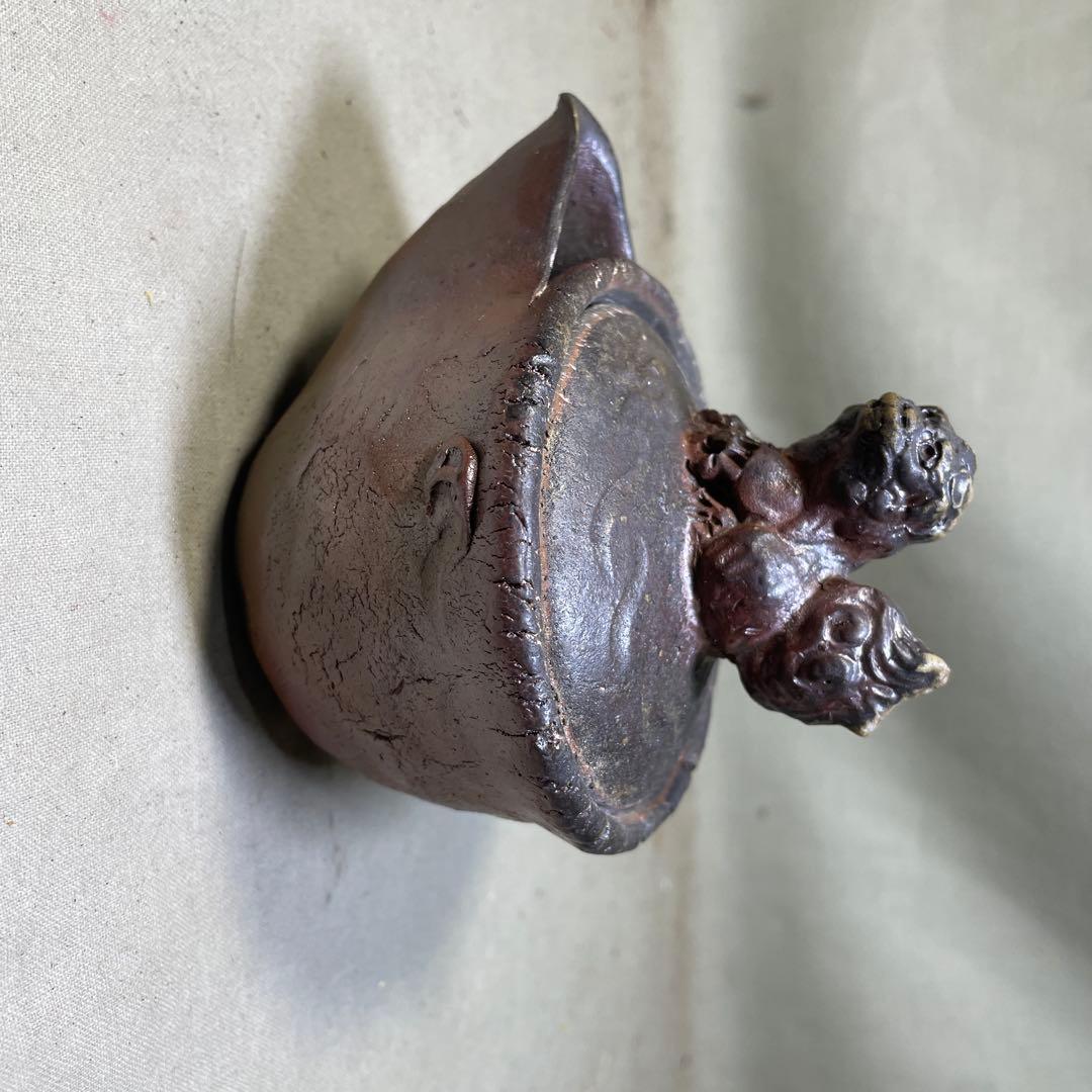 備前焼　備前手造り龍宝瓶　獅子宝瓶 在銘 ２点セット 煎茶器 急須 煎茶道具