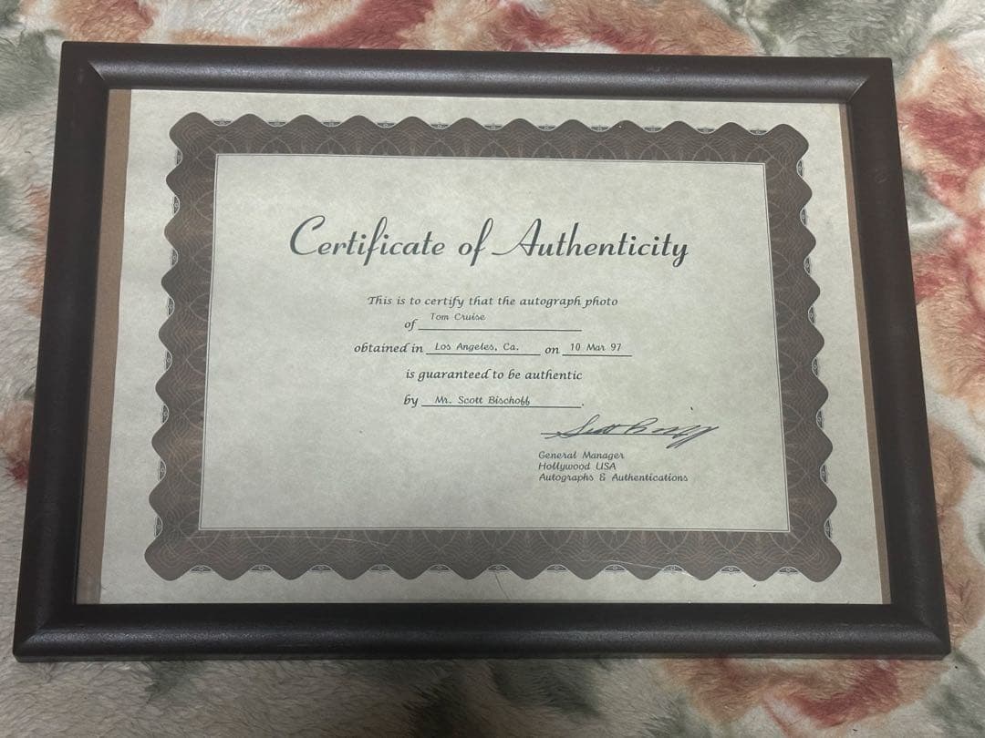 トム・クルーズ /直筆サイン/認証証明書/トップガン/TOPGUN - メルカリ