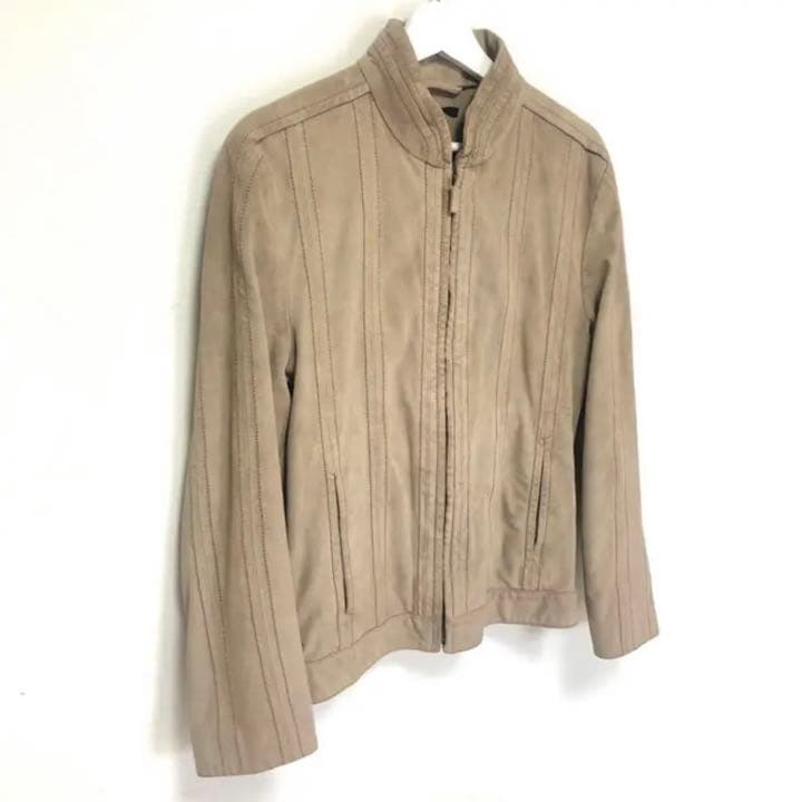 グッチ スエードレザー シングルライダース ジャケット 48 M ベージュ