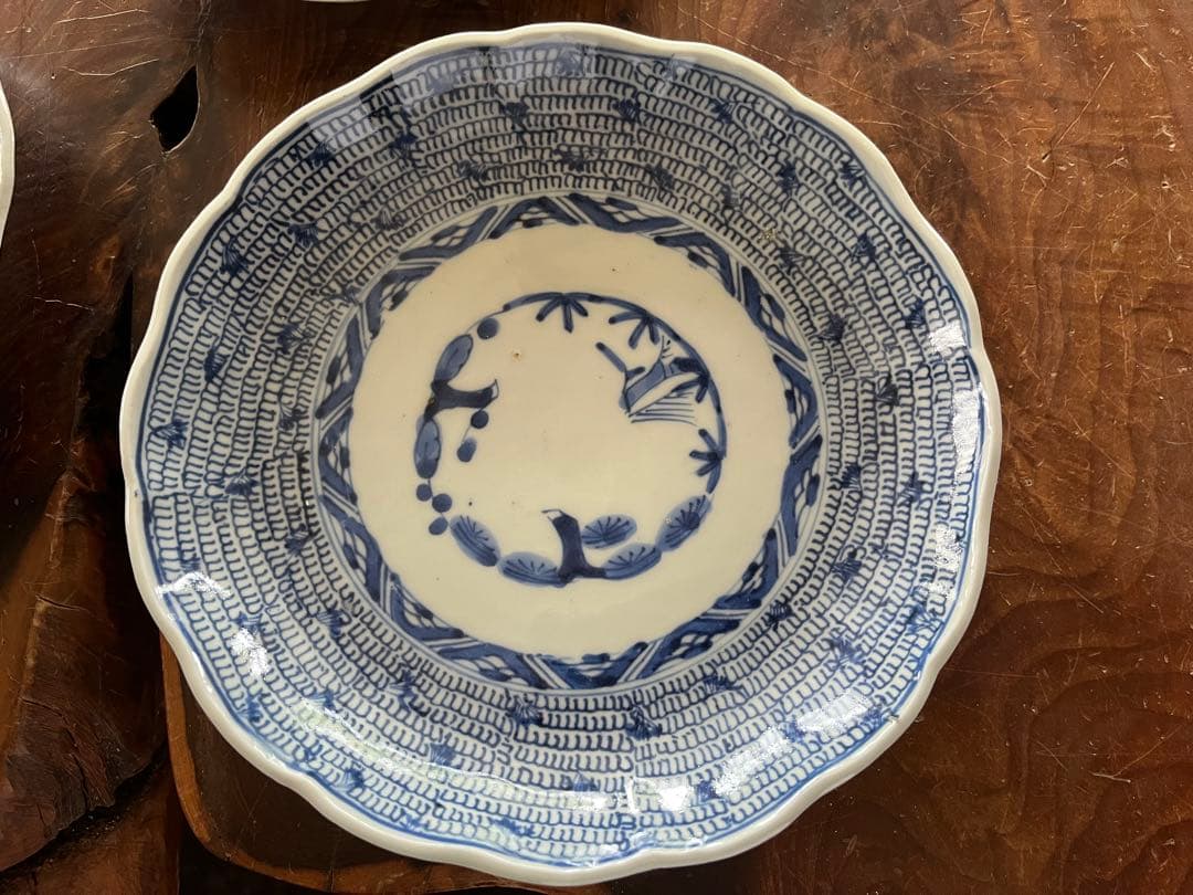 古伊万里 微塵唐草染付7寸3枚セット（太明成化年製）