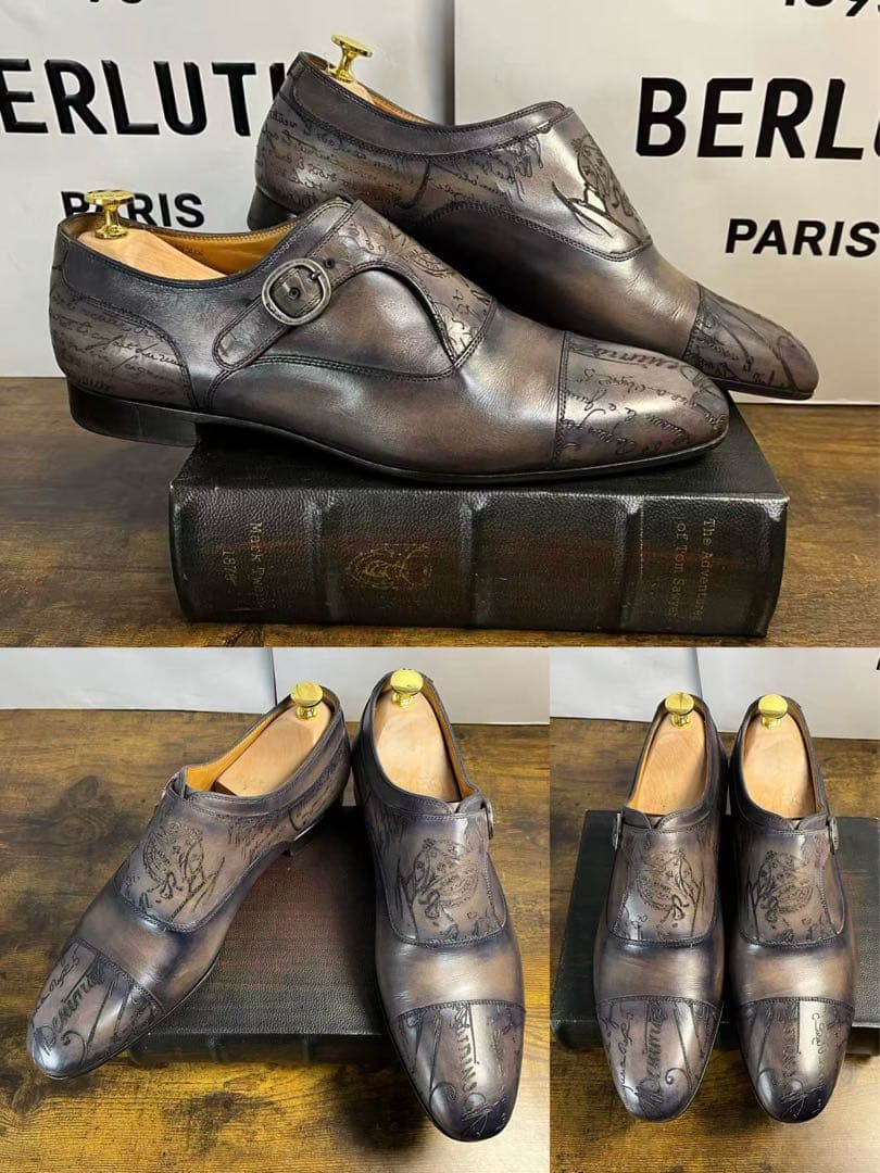 52万 極美品 Berluti シングルモンクストラップ レザー シューズ 10