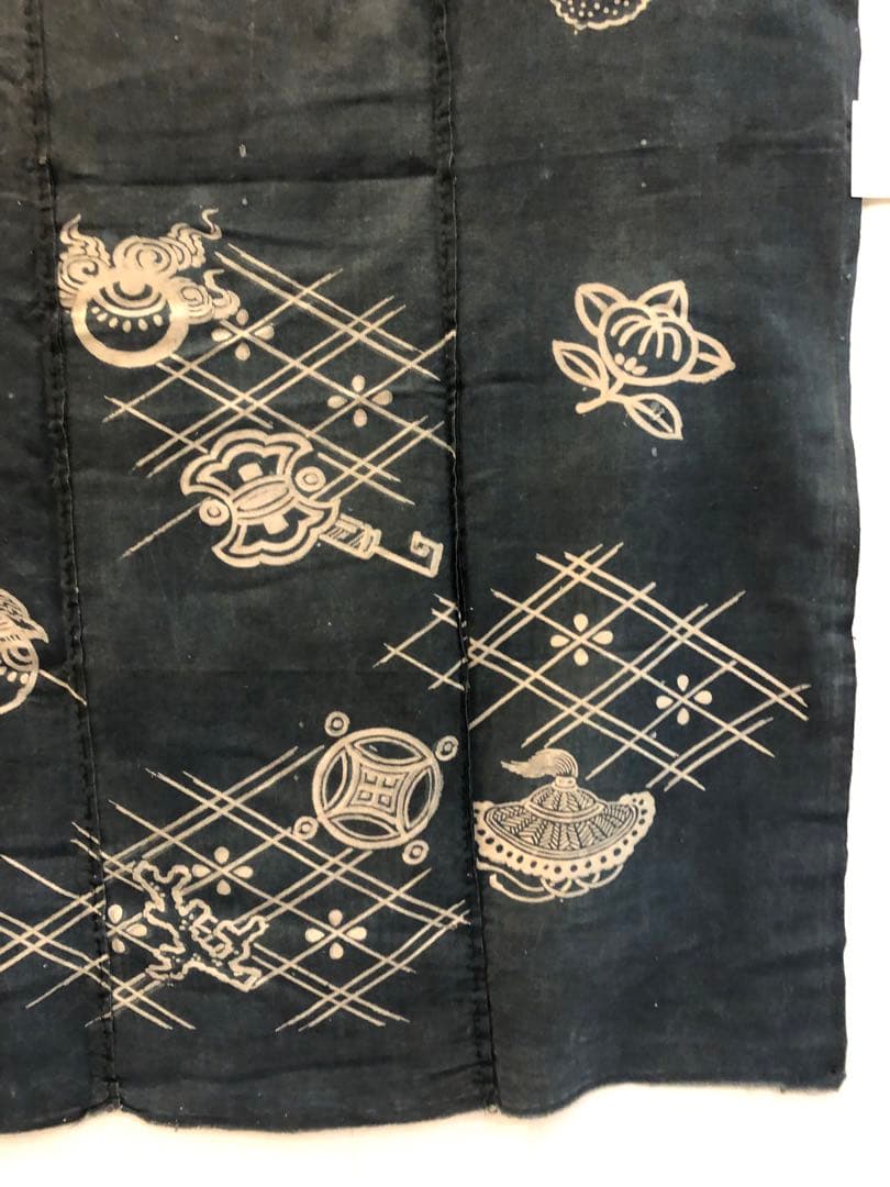 藍染三巾加賀のれん時代物木綿古布ソ-126