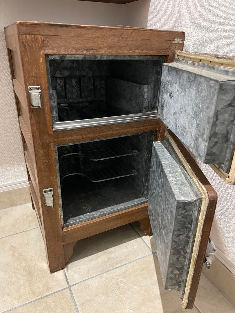 昭和冷蔵庫 木製冷蔵庫 2ドア 金属内装 昭和レトロ アンティーク 氷