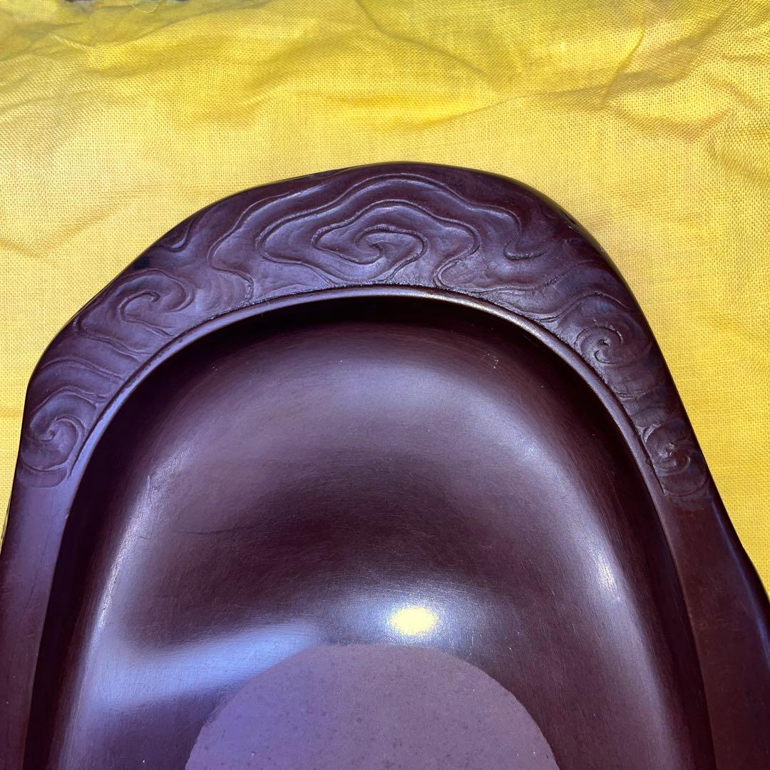 ⭕️紅渓石硯 相馬羊堂 希少 彫刻入 6寸大 美品