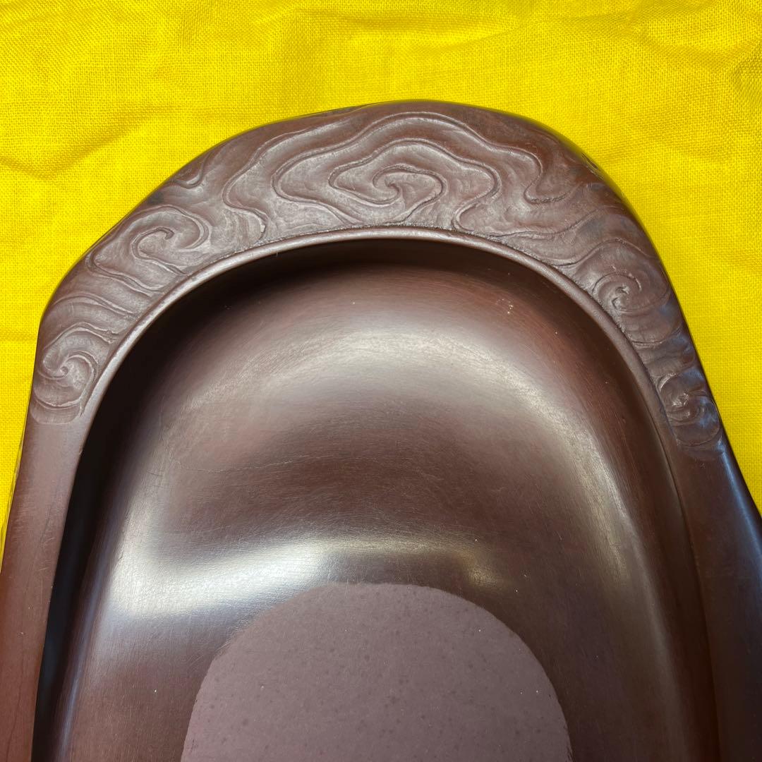 ⭕️紅渓石硯 相馬羊堂 希少 彫刻入 6寸大 美品