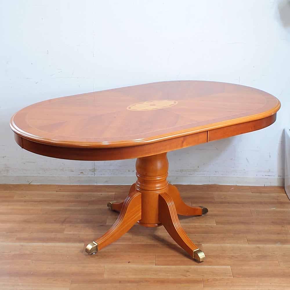 イタリアンクラシック 象嵌細工 ダイニングテーブル 楕円 クラシカル