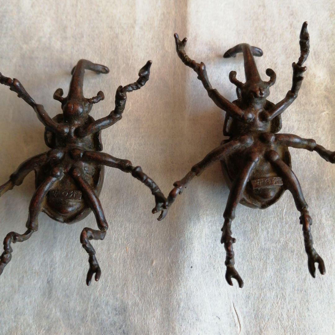 龍文堂安之介 銅製甲虫 3個 7cm