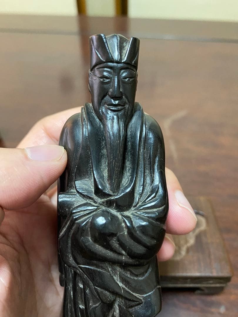 中国 木彫 紫檀 道教 文人