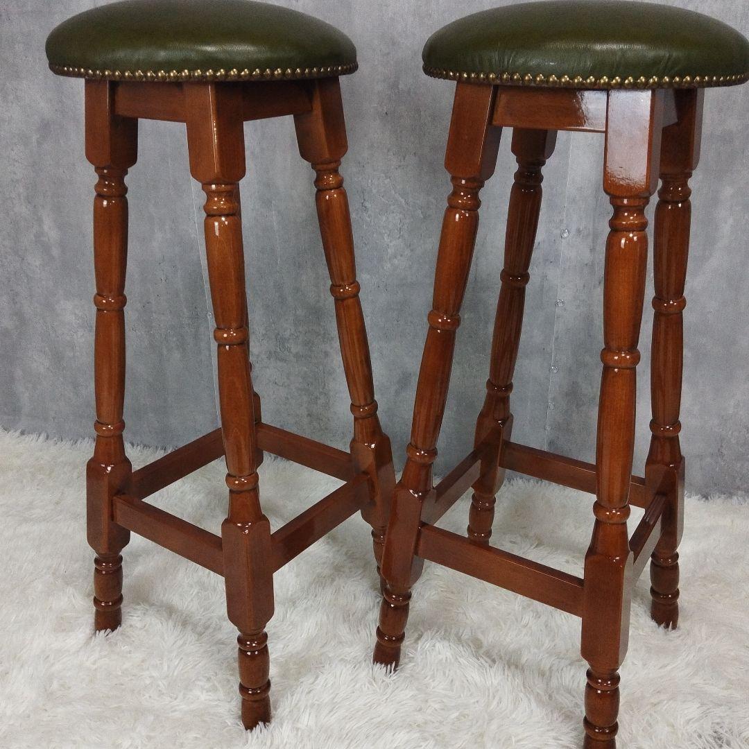 2個セット　カウンターチェア　バー　ハイチェア　アンティーク