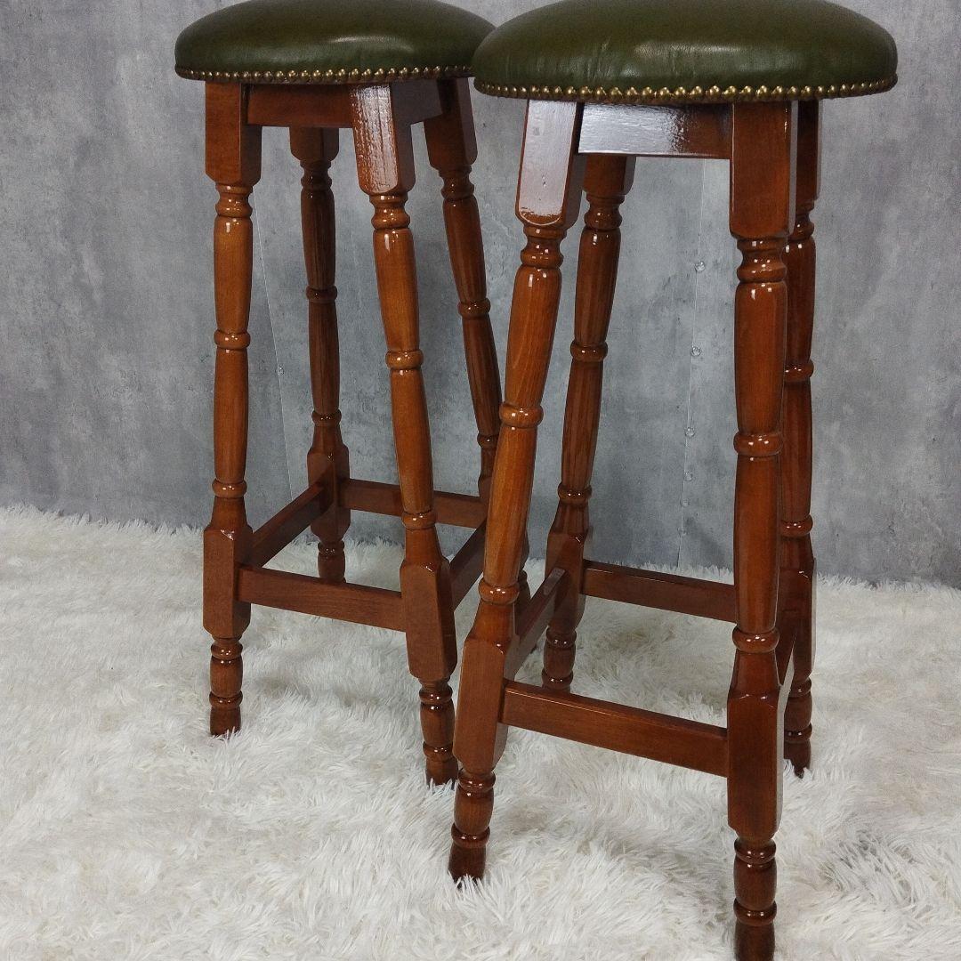 2個セット　カウンターチェア　バー　ハイチェア　アンティーク