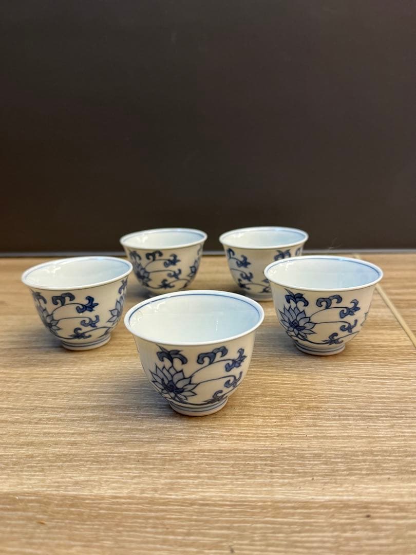 1517 中国骨董 大明成化年製銘 湯呑5客 古美術品 時代物