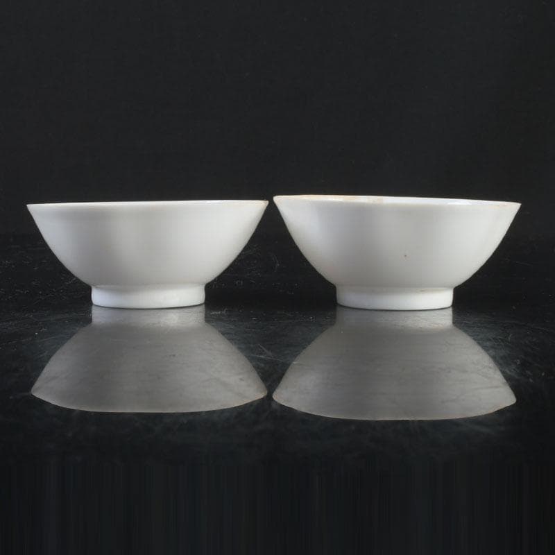 中国 徳化窯白磁 煎茶碗 一對 V 9277E 美術品・アンティーク・コレクション